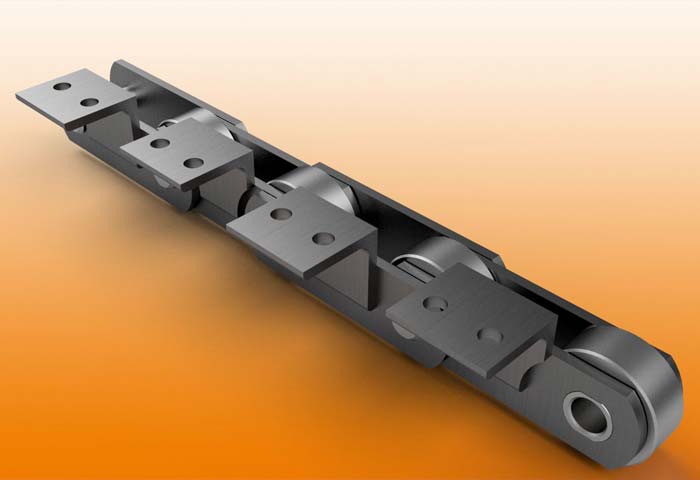 Conveyor chains with attachments