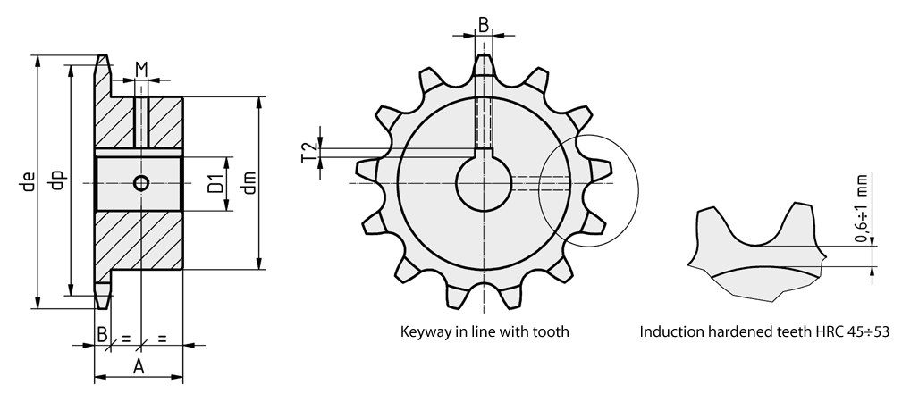 Finished sprocket with hardened teeth for roller chain - 06B-1