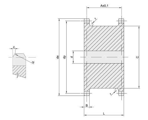 Plate wheel for two simple chains 06B-1